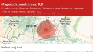 Snažan potres u Tadžikistanu